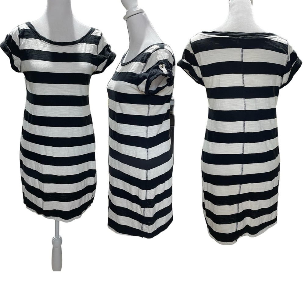 Banana Republic Black & White Striped Short Sleeve Cotton Mini Dress Size SP